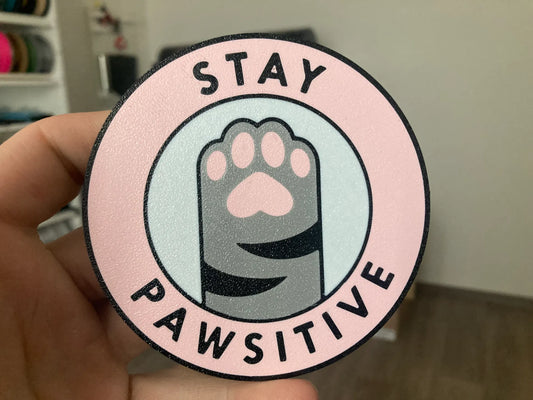 Stay Pawsitive PLA 3D Baskı Bardak Altlığı – Sevimli Kedi Pati Tasarımı
