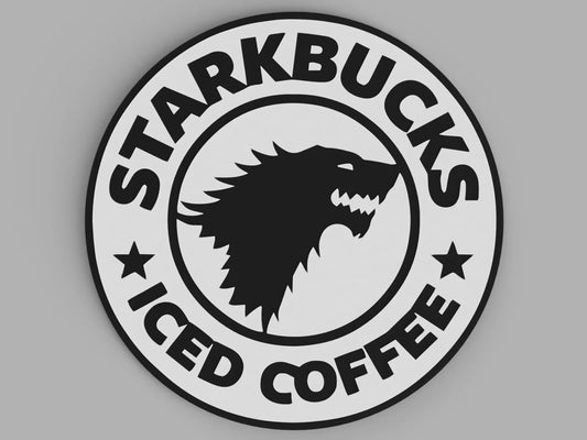 Starkbucks PLA 3D Baskı Bardak Altlığı – “Iced Coffee” Direwolf Parodi Tasarımı