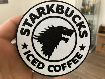 Starkbucks PLA 3D Baskı Bardak Altlığı – “Iced Coffee” Direwolf Parodi Tasarımı