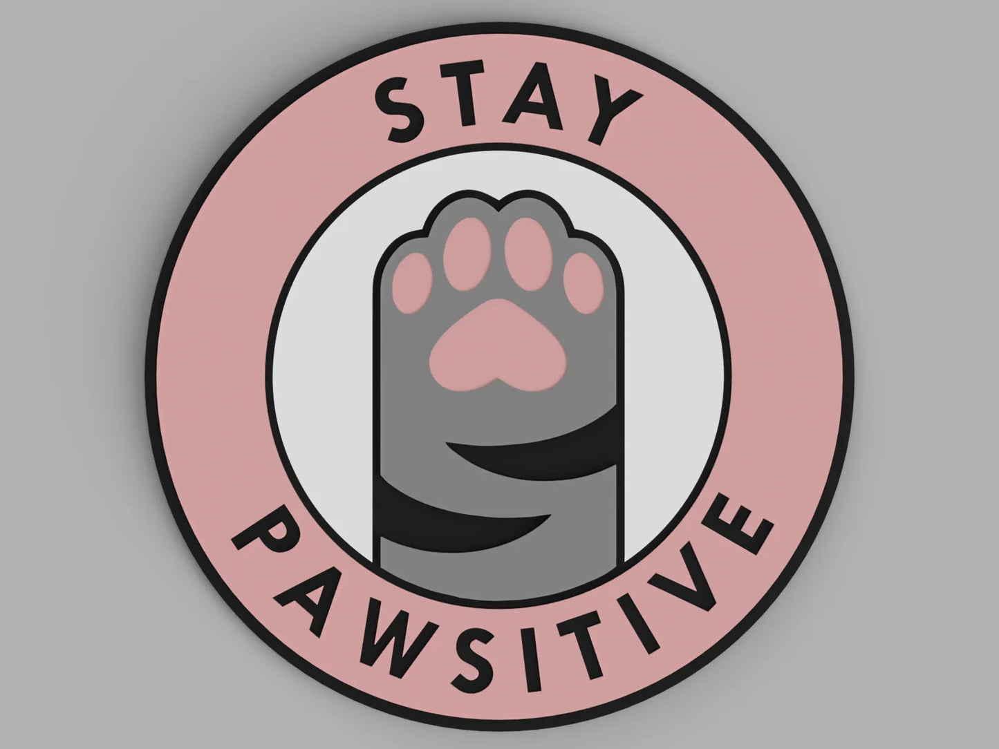 Stay Pawsitive PLA 3D Baskı Bardak Altlığı – Sevimli Kedi Pati Tasarımı