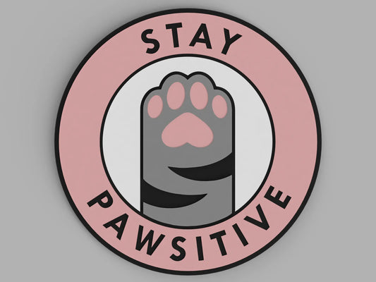 Stay Pawsitive PLA 3D Baskı Bardak Altlığı – Sevimli Kedi Pati Tasarımı