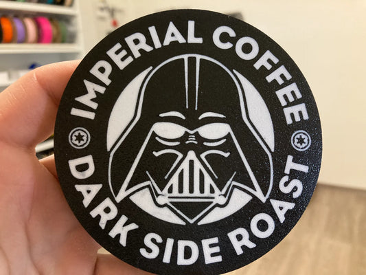 Darth Vader Imperial Coffee PLA 3D Baskı Bardak Altlığı – “Dark Side Roast” Karanlık Taraf İkramı